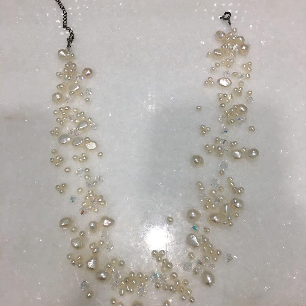Freshwater pearl and crystal necklace